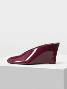 Mnmlis Ladies Small Square Toe Fashion Elegant Wedge Heel Thick Heel High Heel Open Toe Sandals - Burgundy - View 3