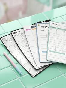 Zazumi 1PC Magnetic Weekly Monthly Planner Board, Flexible Soft Magnet With Grid Calendar Layout, Dry Wipe Reusable Writing Surface For Scheduling, Memo Board For Fridge Metal Surfaces To Track Daily Tasks And Household Plans. - multicolor - View 10