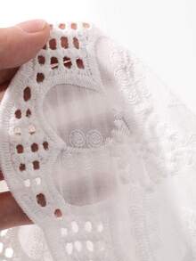 FRIFUL 女款夏季新款刺繡布料前綁帶寬鬆休閒百搭長袖襯衫 - 白色 - 查看 7