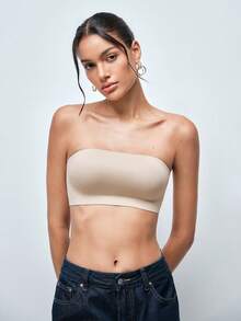 Softvol Women's Summer Strapless Bra Set, Including Spaghetti Strap Bra, Spaghetti Strap Top, Backless Blouse And Camisole - Beige - View 5
