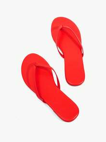 Grefit Bright Red Rivet Flip-Flops, Bold And Avant-Garde, Suitable For Holiday Style, Spring Street Wear Or Relaxed Summer Guest Styling - Red H - View 1