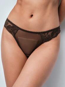 Softvol 1 Set Women's Solid Color Lace Comfortable Sexy Lingerie Set - Chocolate Brown - View 7