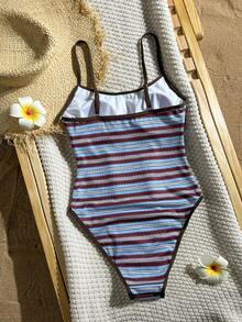 Swim Mod Women's One-Piece Swimsuit, Island Vacation Halter Backless High Slit Sexy Monokini, Versatile Casual Romper - Coffee Brown - View 6
