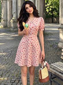 Modelyn 女款花卉印花休閒度假夏季洋裝 - 粉色 - 查看 4