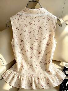 GlowEve CURVE Plus Size Women's Sleeveless Woven Spring/Summer Gentle French Western Floral Patchwork Lace Fashion Versatile Sweet Vintage Camisole Tank Top Beige - Apricot - View 2