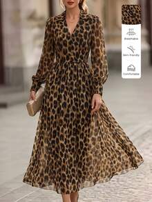 SHEIN Women's Leopard Print Casual Party & Travel Summer Dress - Brown - View 5