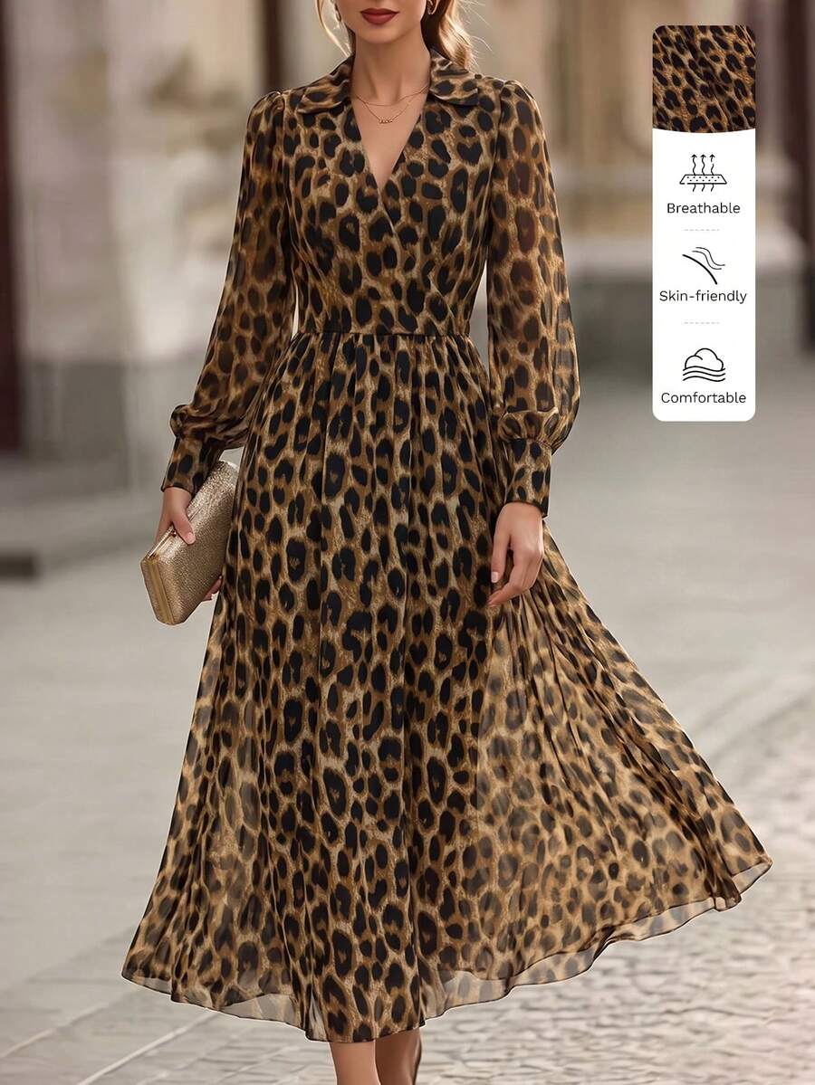 SHEIN 女款豹紋休閒派對與旅行夏季洋裝