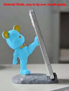 1pc Cute Bear Shape Phone Stand Decoration, Compatible With Both Mobile Phone And Tablet, Suitable For Desk, Bedside, Living Room, Study, Bedroom, Gift, Etc. - Multicolor - View 10