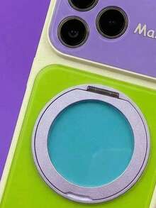 ShellaStory Dopamine Collision Color Pivot Case Wrist Strap Suitable For 17promax Phone Case 16 New Models 15 Day Creative Minimalist 14 Anti Fall Protective Case - Green purple - View 3