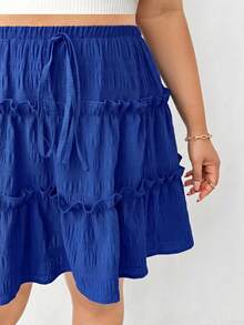 Shapeblank Falda de verano casual de talla grande con unicolor y bajo con volantes - azul real - Ver 6