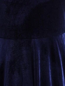 女童天鵝絨長洋裝，藍色天鵝絨正式禮服，秋冬款 - 藍色 - 查看 6