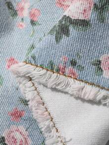 DAZY Summer Floral All-Over Print Blue Casual Street Outdoor Women's Denim Overalls - Light Wash - View 8