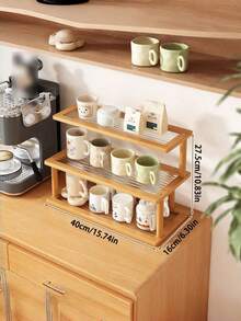 1PC 3 Tier Bamboo Kitchen Organizer Rack Multifunctional Cup Mug Utensil Bottle Holder Shelf Countertop Storage Stand Drip Tray Breathable Moisture Proof 2 Styles For Dining Room Coffee Bar Desk Living Room Storage Shelf - Multicolor - View 13