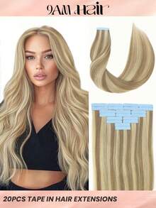 Tape In Hair Extensions Human Hair 14-22" Straight Seamless Skin Weft Hair Extension Tape In Hair Tape Ins Hair Extensions - S12/24 - View 1