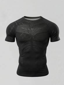 GymBeat Men's Geometric Print Raglan Short Sleeve Sports T-Shirt - Multicolor - View 3