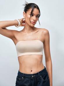 Softvol Women's Summer Strapless Bra Set, Including Spaghetti Strap Bra, Spaghetti Strap Top, Backless Blouse And Camisole - Beige - View 4