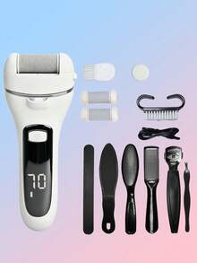 Teckwe Set Penghapus Kapalan Kaki Elektrik, Dapat Diisi Ulang, Layar Digital, Dilengkapi dengan Kepala Penggiling yang Dapat Diganti dan Berbagai Aksesori Perawatan Kaki, Set Perawatan Kaki Portabel, Produk Perawatan Pribadi, Baterai 1200mAh Terintegrasi - Satu ukuran cocok untuk semua. - View 4