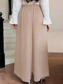 Dazy Plus Pantalones/Culotte de pierna ancha de unicolor y casual, para todas las estaciones, talla grande - Camel - Ver 3