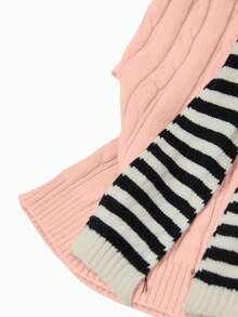 Everyssa New European & American Fashion Mixed Color Versatile Knit Top Sweater Dress - Pink - View 4