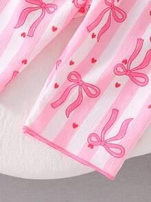 Baby Girl Long Sleeve Cardigan And Long Pants 2 Pieces Set, Woven Fabric With Cute Cherry Print, Loungewear - Pink - View 7