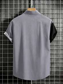 Manfinity Homme Camisa casual de verano con bloques de color y patchwork para hombre - Multicolor - Ver 3