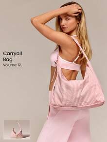GLOWMODE Bolso de hombro de 17L no ajustable con textura resistente al agua para otoño e invierno - Cuadros rosas - Ver 1