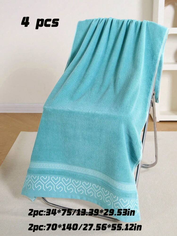 Geometric Towels And Bath Towels Are Super Soft And Absorbent, Suitable For Use In The Bathroom Gym. Hotel. Daily Necessities - Green - View 8