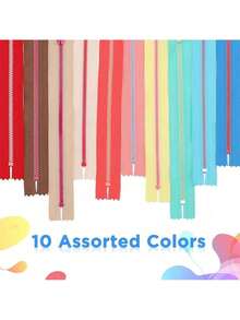 10Pcs #3 Resin Zipper Small Colorful Handbag Pencil Case Zippers, Self-Locking Closed End Contrast Color Plastic Zippers For DIY Sewing Craft Pouches Bags - multicolor - View 5