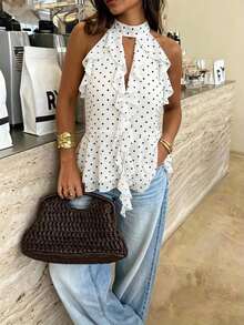 Siren Gaze Blusa con volantes nueva para primavera/verano para mujeres - Albaricoque - Ver 10