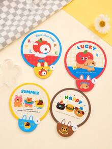 Zazumi 1PC/2PCS Cute Cartoon-Patterned Portable Mini Fan, Foldable And Easy To Store, Perfect For Summer Outdoor Cooling. Mini Pocket Fan. - multicolor - View 1