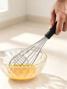 Haus Hana Pengocok Telur Manual Stainless Steel dengan Pegangan Karet dan Bola Inti, Pembuat Gelembung Susu, Pengaduk Genggam untuk Dapur, Pembuatan Dim Sum, dan Kue, untuk Rumah Tangga - Hitam - View 3