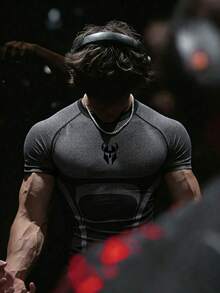 RISE LYT Men's Contrast Color Versatile Fashion Round Neck Short Sleeve Sports T-Shirt, Gym - Multicolor - View 1