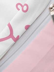 HELLO KITTY AND FRIENDS | SHEIN 3件組粉色完整版卡通圖案蝴蝶結裝飾被套組，卡通角色圖案，柔軟保暖材質，多尺寸適用單人床/雙人床/加大床/特大床，派對、節慶，可愛復古床上用品 - 淺粉色 - 查看 7