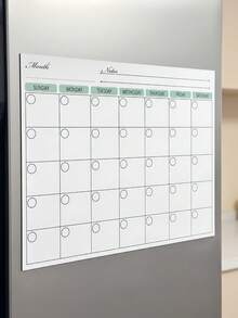 Zazumi 1PC Magnetic Weekly Monthly Planner Board, Flexible Soft Magnet With Grid Calendar Layout, Dry Wipe Reusable Writing Surface For Scheduling, Memo Board For Fridge Metal Surfaces To Track Daily Tasks And Household Plans. - multicolor - View 12
