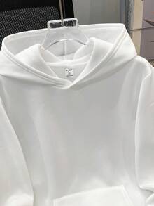 SHEIN 青少年男孩休閒寬鬆舒適百搭素色運動衫 - 白色 - 查看 3