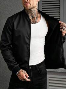 EGENSIO Chaqueta casual versátil para hombre para primavera y otoño - Negro - Ver 6