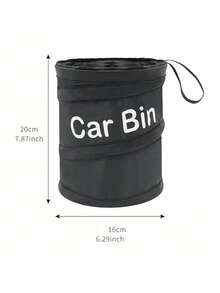 Portable Foldable Car Trash Can, Universal Foldable Car Garbage Can, Waste Paper Basket, Hanging Travel Storage Box Bag - Black - View 2