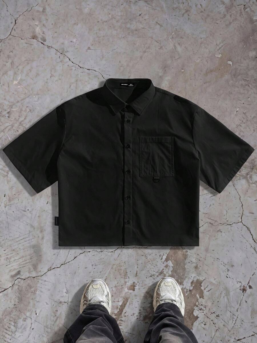 ESTAVOR Men's Loose-Fitting Short-Sleeved Shirt, Suitable For Summer, Holidays, Vacations,Daily Wear - Black - View 1
