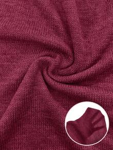 SHEIN LUNE Women's Solid Color Round Neck Raglan Long Sleeve Casual Pullover Sweater - Red Violet - View 8