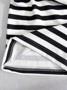 SHEIN 少女白色 2 合 1 領口上衣 + 條紋長褲 2 件套 春/秋返校穿搭 - 白色 - 查看 5