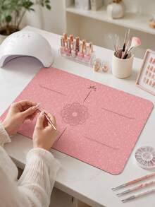 Light Pink Nail Art Table Mat, Made Of Waterproof And Soft PU Leather, Designed For Studio Tabletops And Foldable Nail Art Armrests. Ideal For Nail Artists In Salons And For Home Use. - Pink 1 - View 5