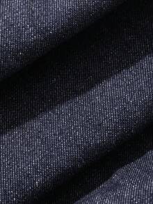 Dazy Plus Overall Denim Kasual Longgar Panjang Tanpa Lengan dengan Potongan Garis-garis dan Leher V Dalam untuk Wanita Ukuran Plus, Cocok untuk Musim Semi, Musim Panas, dan Musim Gugur. - Dark Wash - View 3