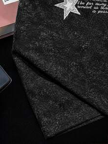 Manfinity Joysei Plus Size Men's Washed Black T-Shirt With White Cuff Patchwork Design, Holiday - Black - View 5