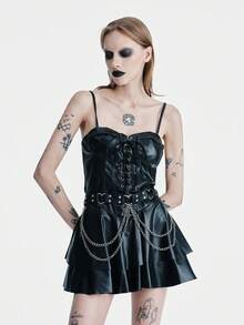 MortiRose 1件女士哥特风腰带链流苏装饰性感腰链，适合日常通勤穿搭、万圣节、圣诞派对等场合 - 黑色 - 查看 3