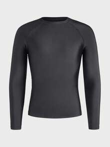 EASEVO Men's Plus Size Solid Color Raglan Long Sleeve Swim T-Shirt Mens Graphic Tees - Dark Grey - View 3
