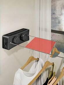 1 pieza Tendedero retráctil invisible para interior/balcón de acero, tendedero retráctil de baño, primavera, minimalista, tops de verano - Multicolor - Ver 4