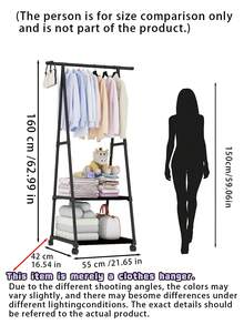 1pc Improves Space, Multifunctional, Floor Standing Coat Rack, Wardrobe Rack With Wheels, Movable, Stable, Fashionable, Easy To Disassemble And Install, Portable, Suitable For Living Room, Bedroom, Entrance, Office, Home - Multicolor - View 4