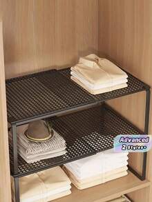 Estantería de almacenamiento ajustable y expandible de alta resistencia - Organizador de metal apilable que ahorra espacio con superficie pulida, sin necesidad de montaje. Adecuado para cocina, dormitorio, organización de escritorio, estantes multifuncionales, estantes para zapatos, soluciones de almacenamiento, almacenamiento de armarios, estantes de armario, organización y almacenamiento de gabinetes. - Multicolor - Ver 2