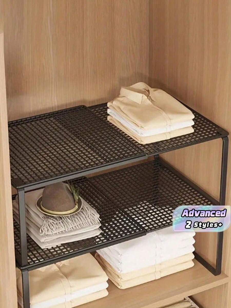 Estantería de almacenamiento ajustable y expandible de alta resistencia - Organizador de metal apilable que ahorra espacio con superficie pulida, sin necesidad de montaje. Adecuado para cocina, dormitorio, organización de escritorio, estantes multifuncionales, estantes para zapatos, soluciones de almacenamiento, almacenamiento de armarios, estantes de armario, organización y almacenamiento de gabinetes.