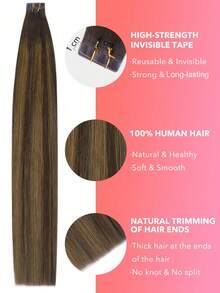 20PCS Straight Tape In Human Hair Extensions 100% Real Remy Human Hair 14-24inches Natural High Quality 50G/Pack For Salon Silky Seamless Invisible PU Tape In Hair Extensions - S1/2/5 - View 4